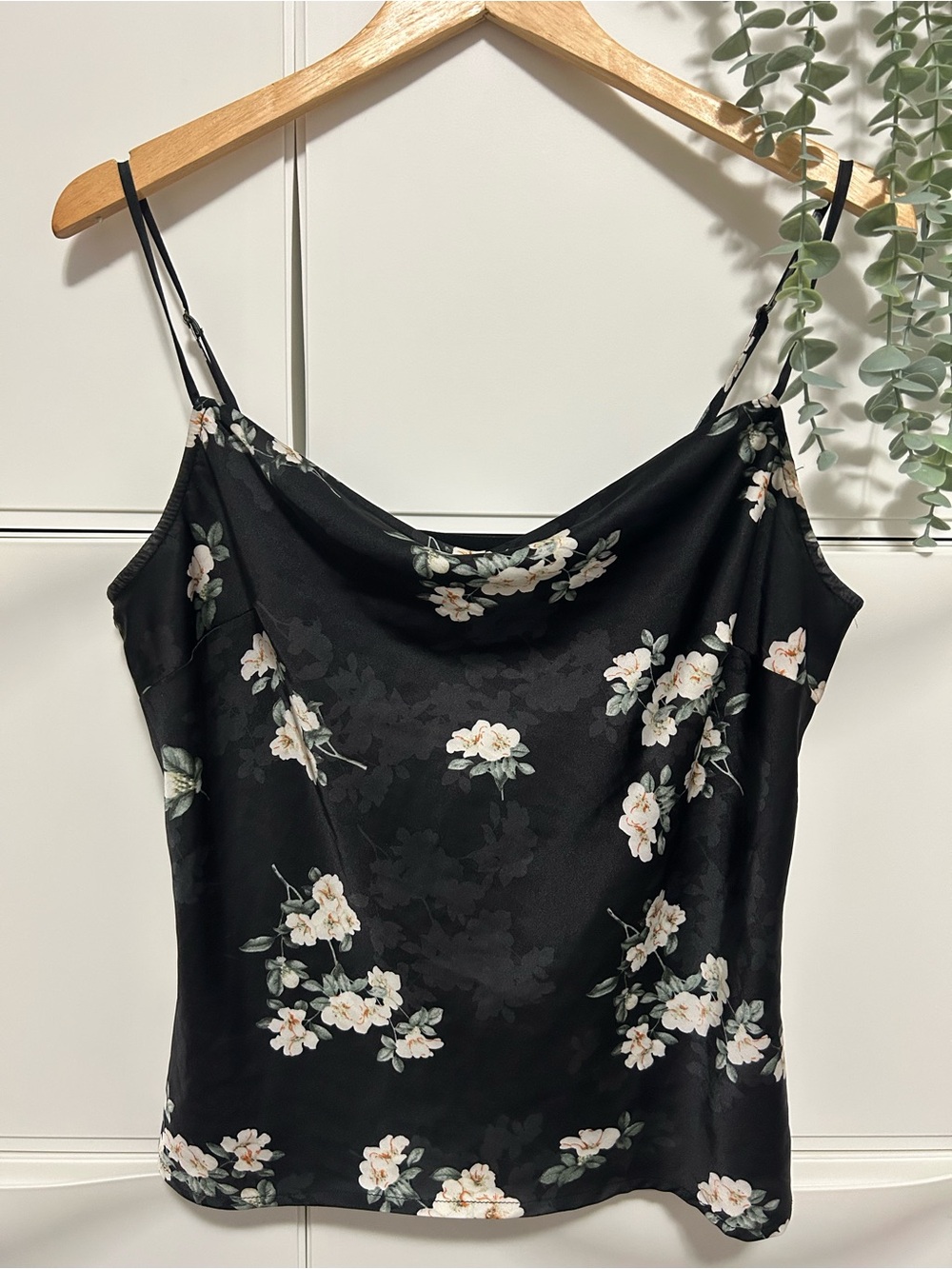 Heartloom Black Floral Cowl Neck Camisole